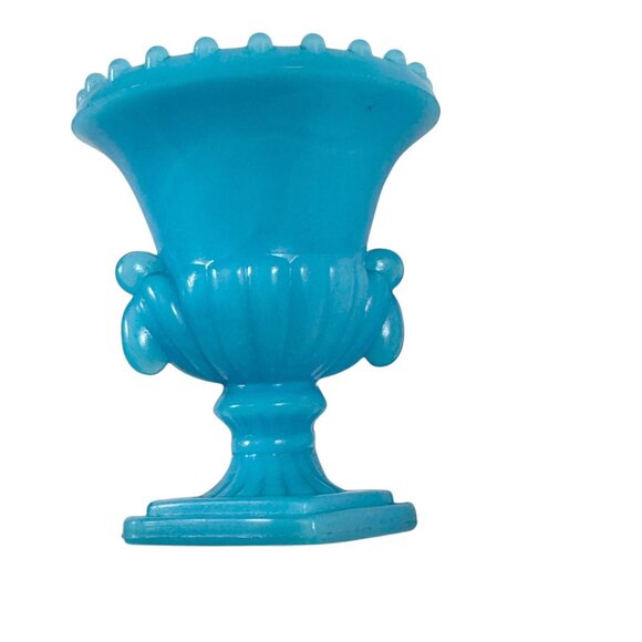 Akro Agate NYC Vogue Merc Blue Slag Toothpick Holder Urn Glass Vintage 1960s - Picture 7 of 7